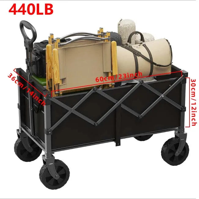 660LB Collapsible Wagon, Large Capacity All-Terrain Wheels, Portable for Shopping Camping Sports Picnic Gardening Pet & Festival