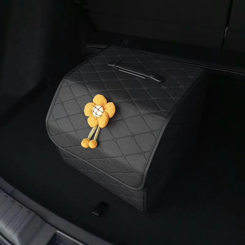 Car Trunk Organizer Box Large Capacity Auto Multiuse Tools Storage Bag Stowing Tidying Leather Folding For Emergency Storage Box