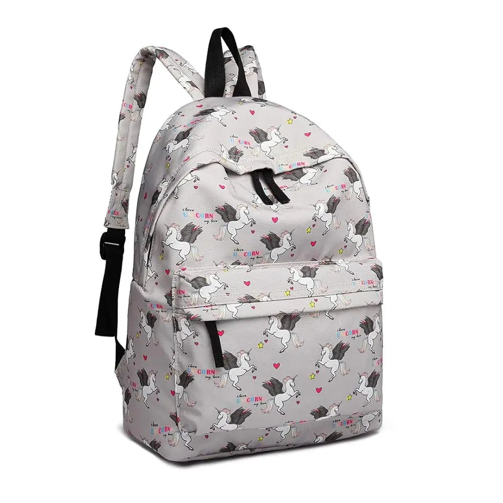 Kono Kids' Unicorn Backpack - Canvas School Rucksack for Boys & Girls, Fashion Printed Bookbag for Teens
