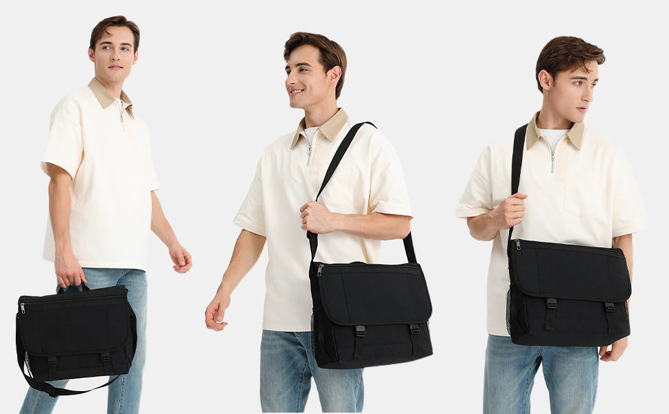 Laptop Messenger Bag, Men's Water-Resistant Shoulder Bag Fits Up to 15.6" Laptop, Anti-Theft Crossbody Satchel for Work & Travel