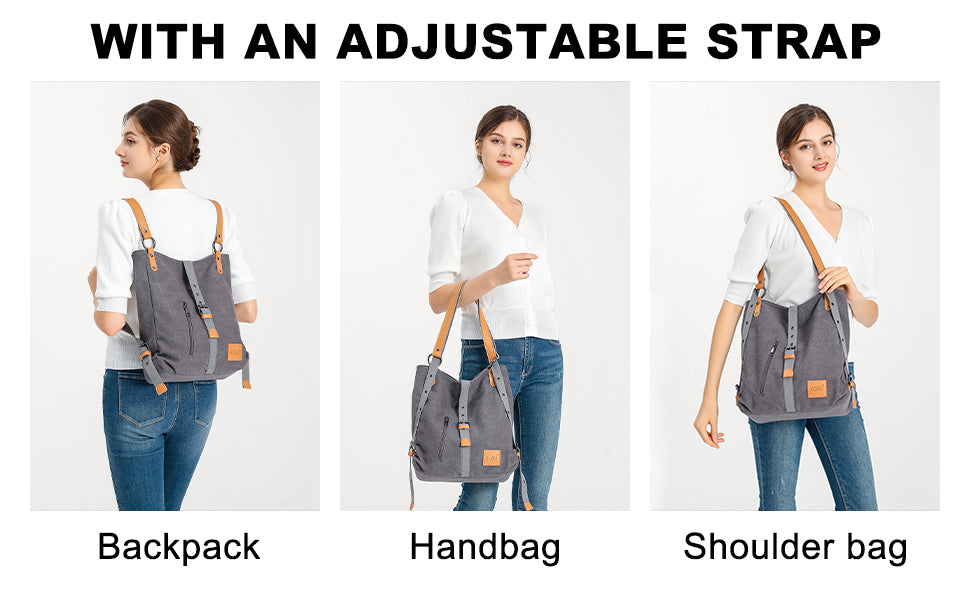 Women's Convertible 3-in-1 Backpack - Anti-Theft Canvas Shoulder Bag & Crossbody Rucksack for Travel, College & Daypack