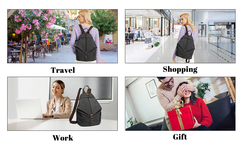 Kono Women's Anti-Theft Backpack - Vintage Canvas Rucksack, Large Capacity Daypack for Work/School/Travel