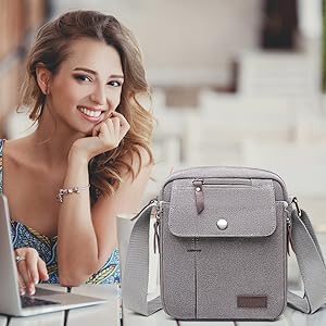 Kono Men's Canvas Messenger Bag - Small Crossbody Shoulder Satchel with Multi-Pockets for Travel & Daily Use