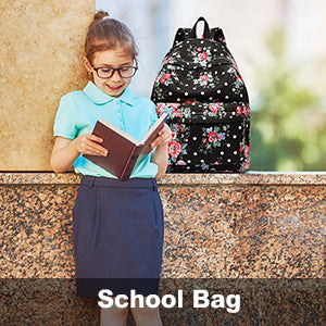 Kono Women's Floral Canvas Backpack - Stylish School Rucksack with Front Pocket, Polka Dot Print Bookbag for Teens