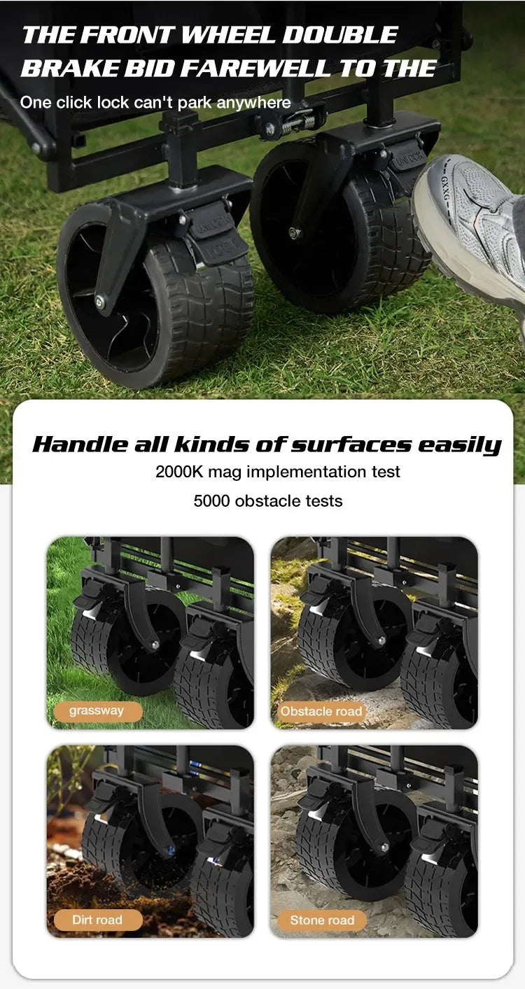 660LB Collapsible Wagon, Large Capacity All-Terrain Wheels, Portable for Shopping Camping Sports Picnic Gardening Pet & Festival