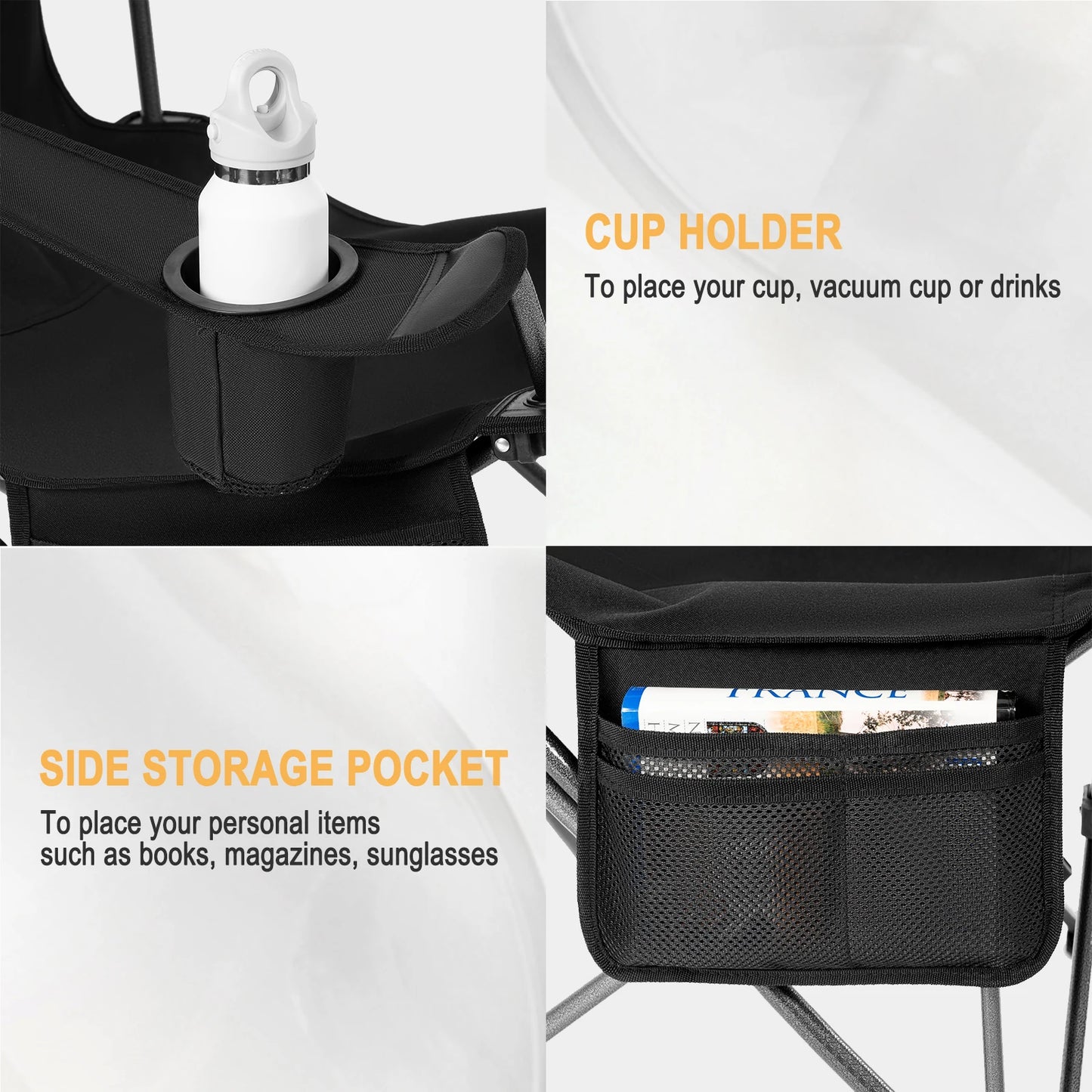 WOLTU Foldable Camping Fishing Chair Lightweight Deckchair Lounge Chair with Removable Headrest Retractable Footrest for Outdoor