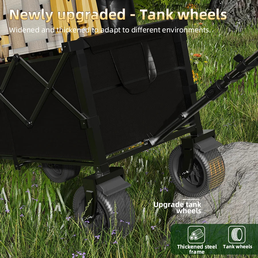 660LB Collapsible Wagon, Large Capacity All-Terrain Wheels, Portable for Shopping Camping Sports Picnic Gardening Pet & Festival
