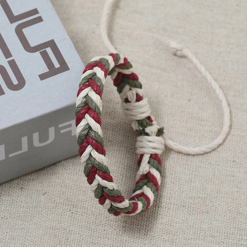 DIY Handmade Braided Rope Bracelet Colorful Ethnic Weave Bangles Jewelry Gift