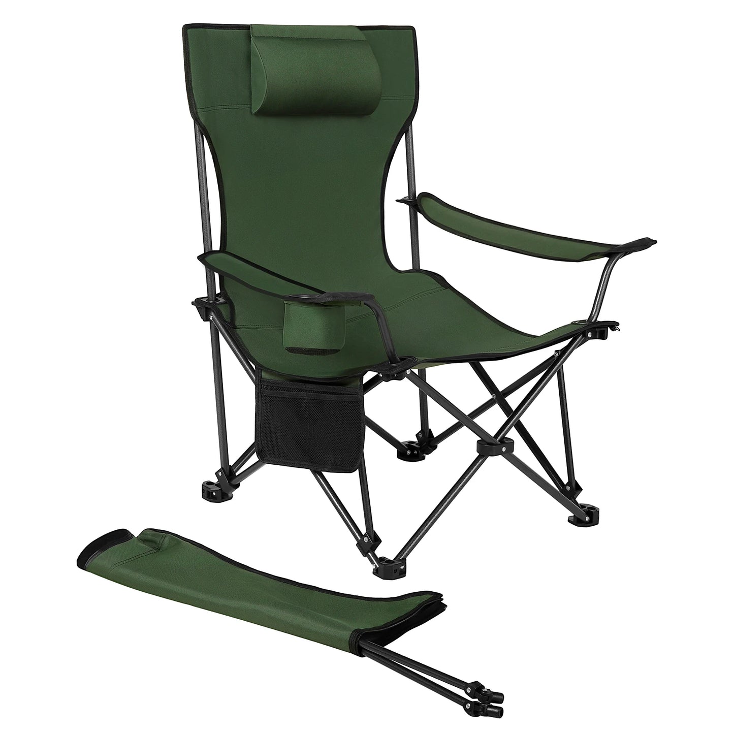 WOLTU Foldable Camping Fishing Chair Lightweight Deckchair Lounge Chair with Removable Headrest Retractable Footrest for Outdoor
