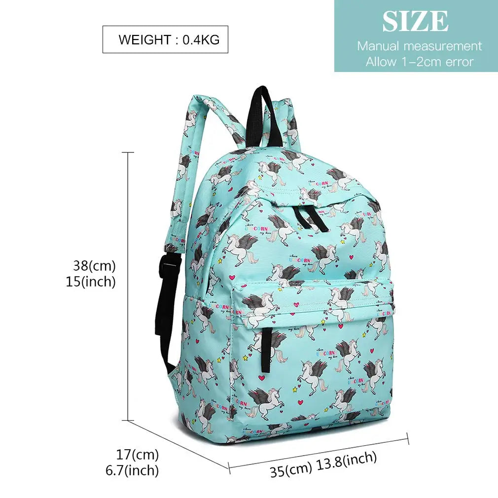 Kono Kids' Unicorn Backpack - Canvas School Rucksack for Boys & Girls, Fashion Printed Bookbag for Teens