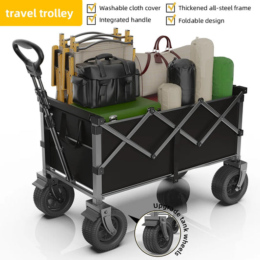 660LB Collapsible Wagon, Large Capacity All-Terrain Wheels, Portable for Shopping Camping Sports Picnic Gardening Pet & Festival