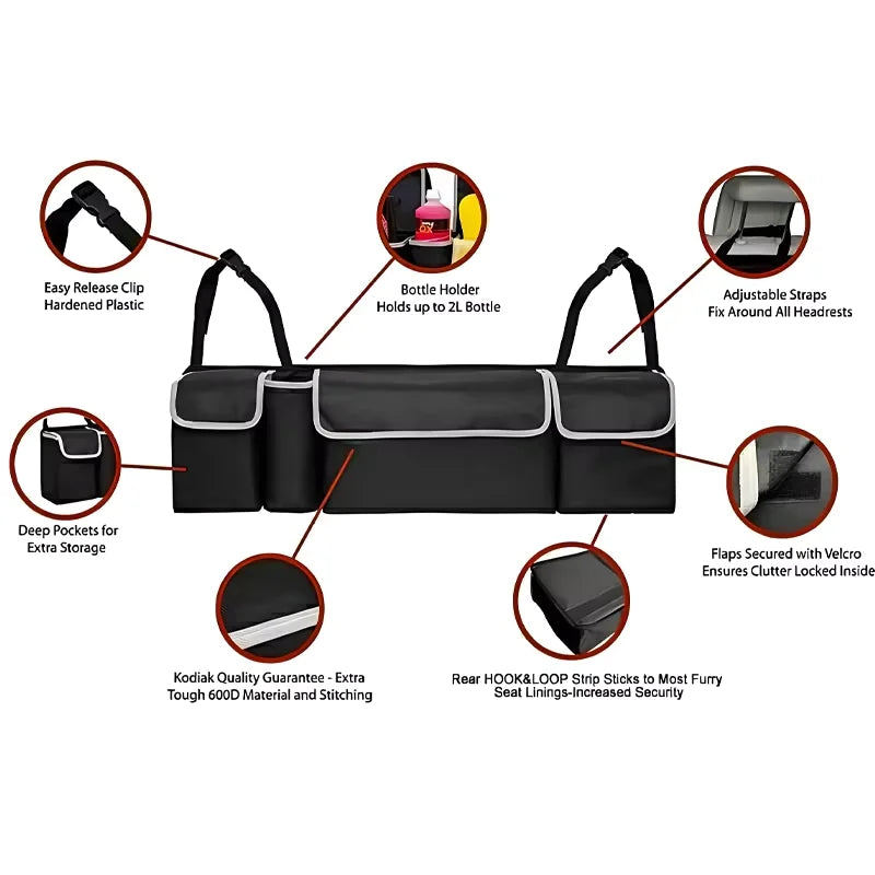 Car Trunk Organizer Hanging Backseat Storage Bag for Car Truck SUV Van Multi-Pocket Oxford Cloth Organizer Stowing Tidying Acces