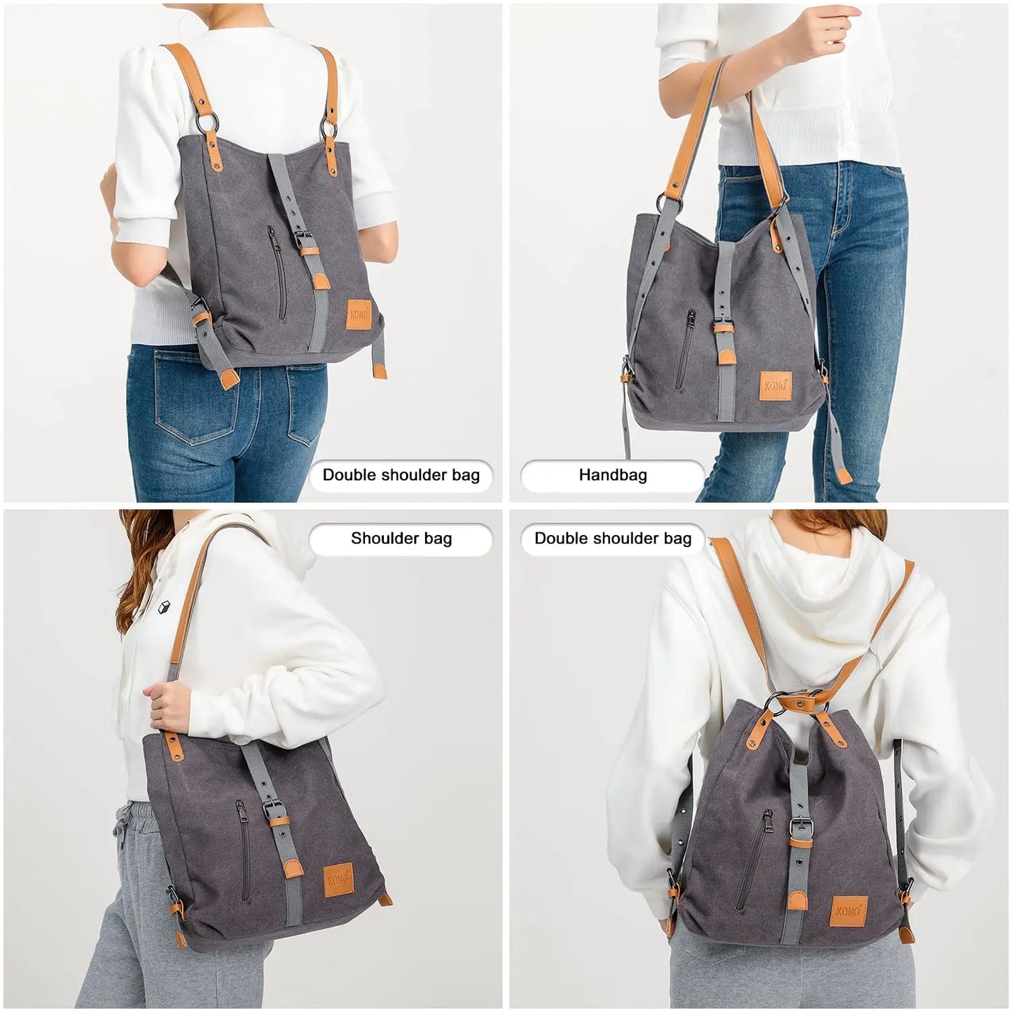 Women's Convertible 3-in-1 Backpack - Anti-Theft Canvas Shoulder Bag & Crossbody Rucksack for Travel, College & Daypack