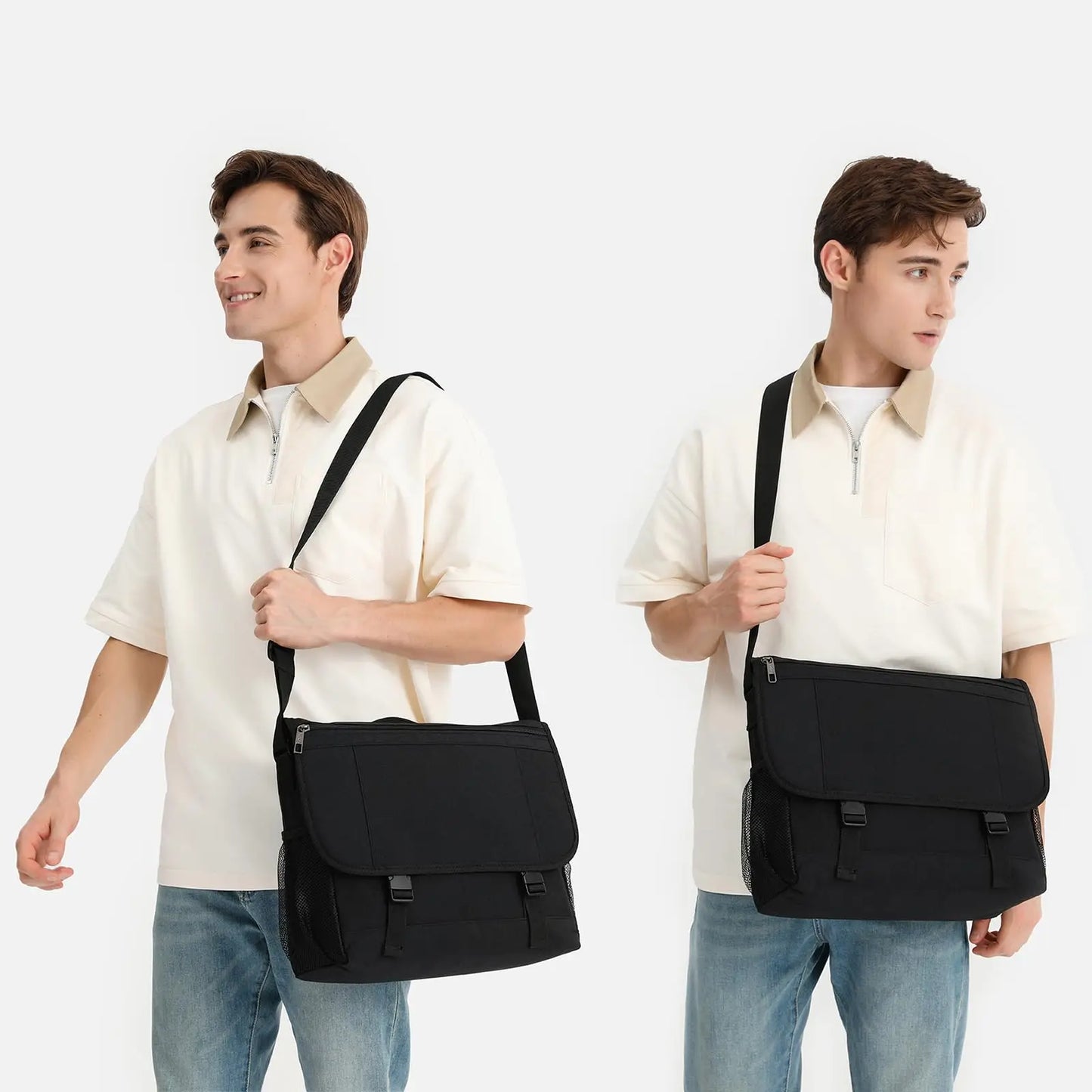 Laptop Messenger Bag, Men's Water-Resistant Shoulder Bag Fits Up to 15.6" Laptop, Anti-Theft Crossbody Satchel for Work & Travel