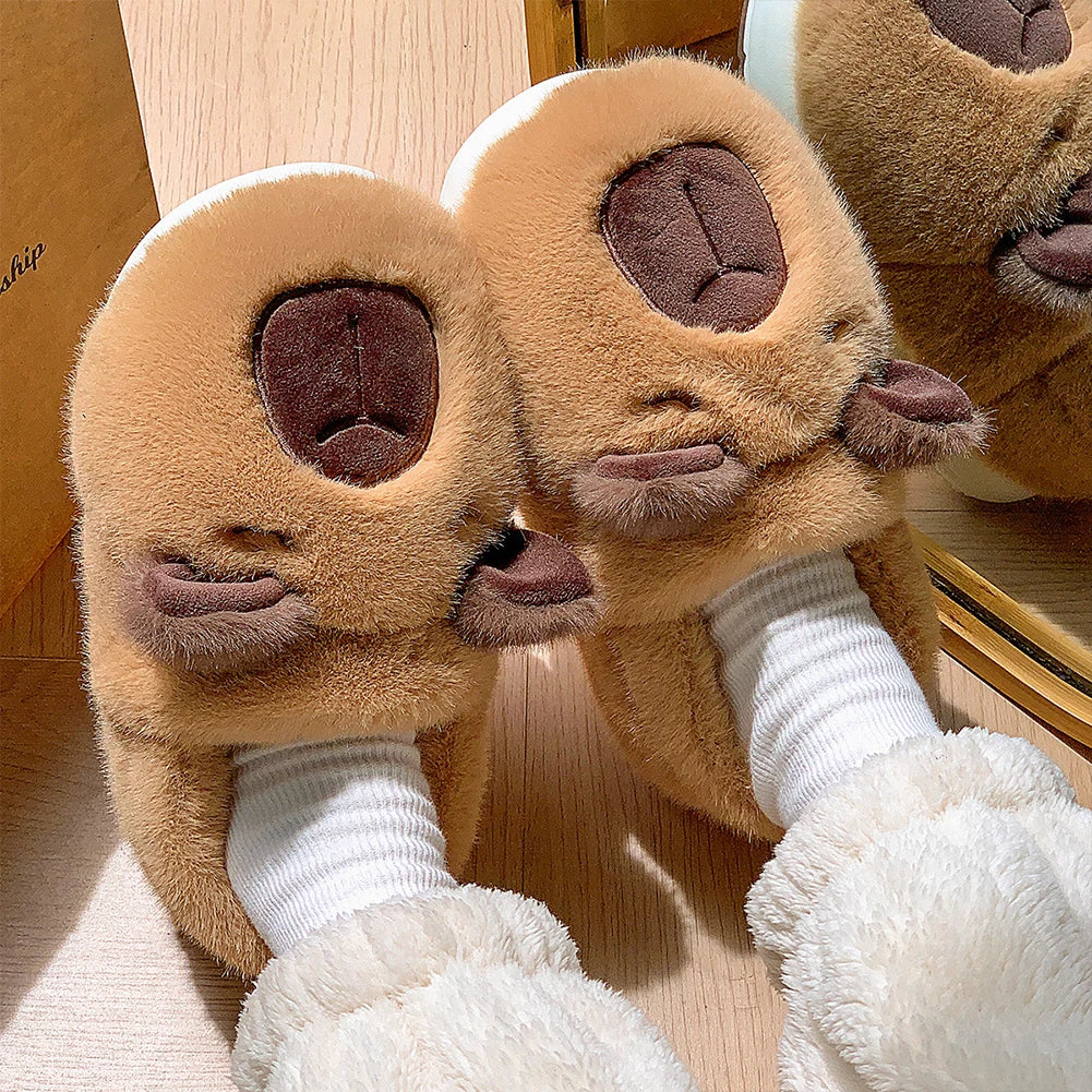 Winter Plush Capybara Slippers Thermal Slippers Warm Comfortable Non-slip Wrapped around the Heel Home Slippers for Men Women