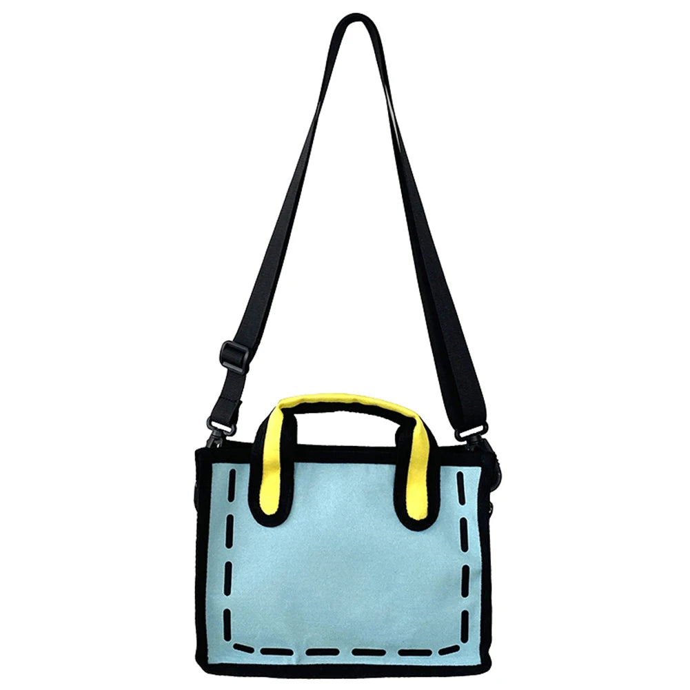 Women 2D Comic Shoulder Bag Novelty Summer Contrast Colors Fashion Adjustable Strap 3D Drawing Tote Girls 2023 New Trend Handbag