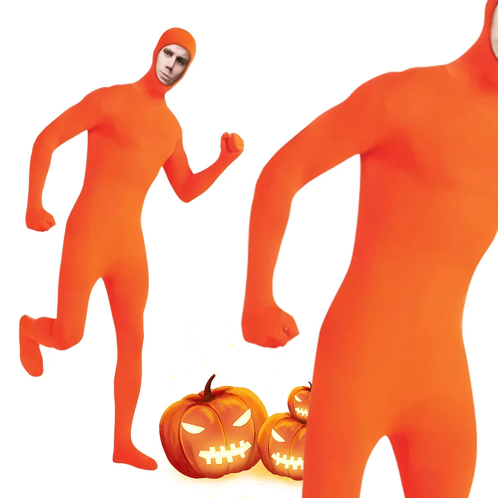 Full Bodysuit Open Face Stretch Adult Costume Zentai Disappearing Man Body Suit for Men Women Halloween Carnival Cosplay Costume
