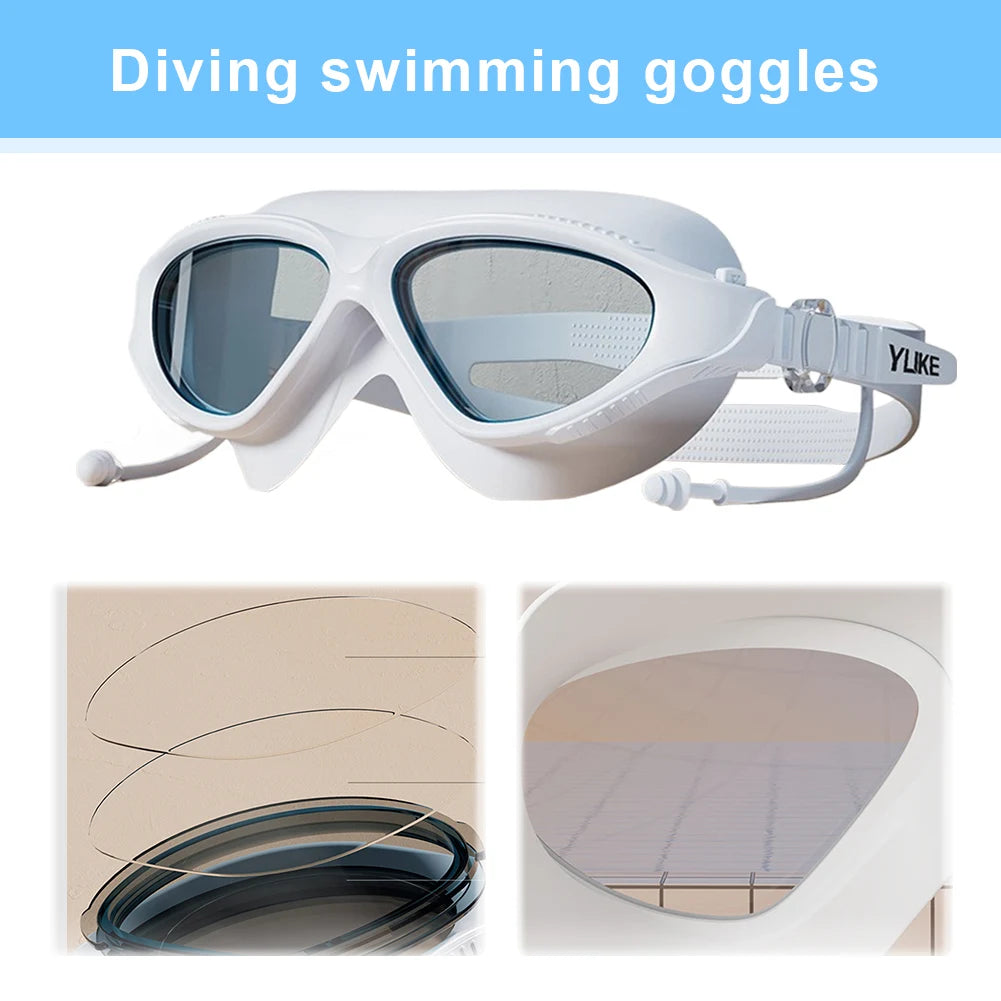 Professional HD Swim Glasses Anti-Fog Wide View Swim Goggles Waterproof Swim Sports Eyewear for Women Men