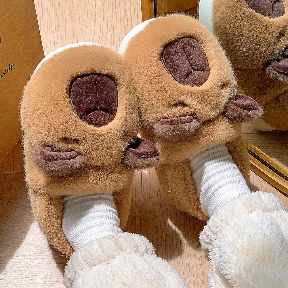 Winter Plush Capybara Slippers Thermal Slippers Warm Comfortable Non-slip Wrapped around the Heel Home Slippers for Men Women