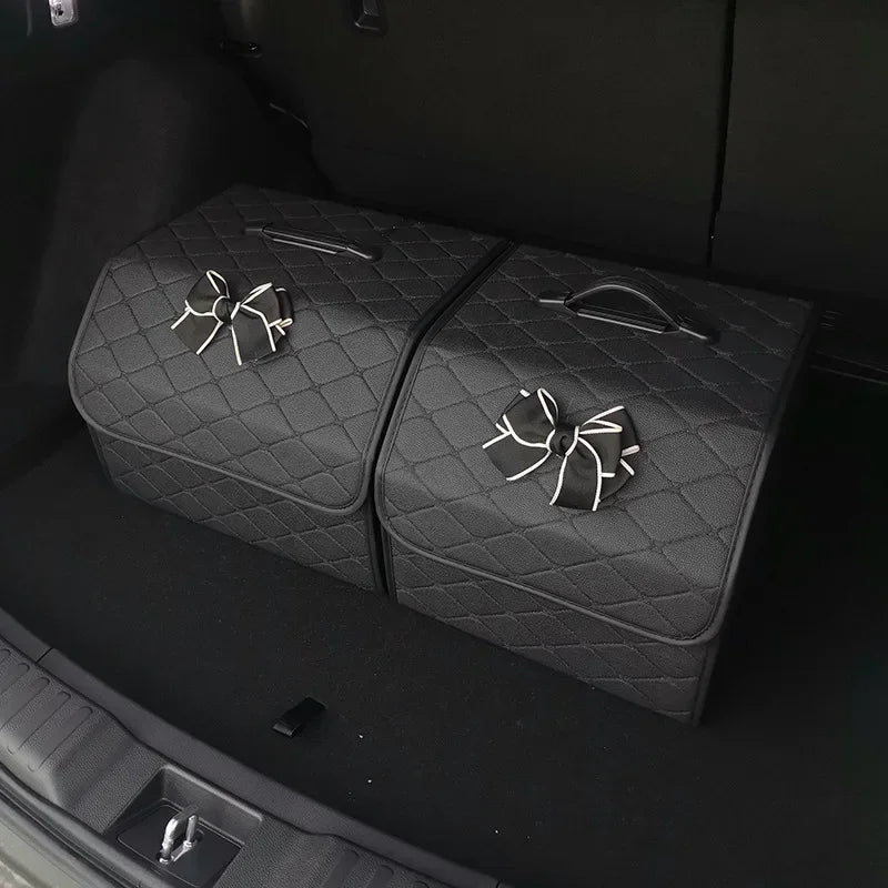 Car Trunk Organizer Box Large Capacity Auto Multiuse Tools Storage Bag Stowing Tidying Leather Folding For Emergency Storage Box