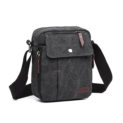 Kono Men's Canvas Messenger Bag - Small Crossbody Shoulder Satchel with Multi-Pockets for Travel & Daily Use