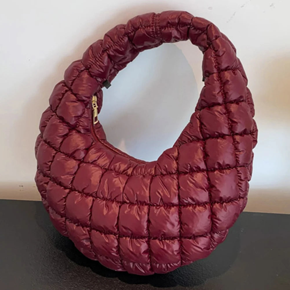 Women Padded Hobo Bag Versatile Soft Satchel Bag Lightweight Cloud Pleatd Bag Quilted Tote Handbag Fall Winter Purse