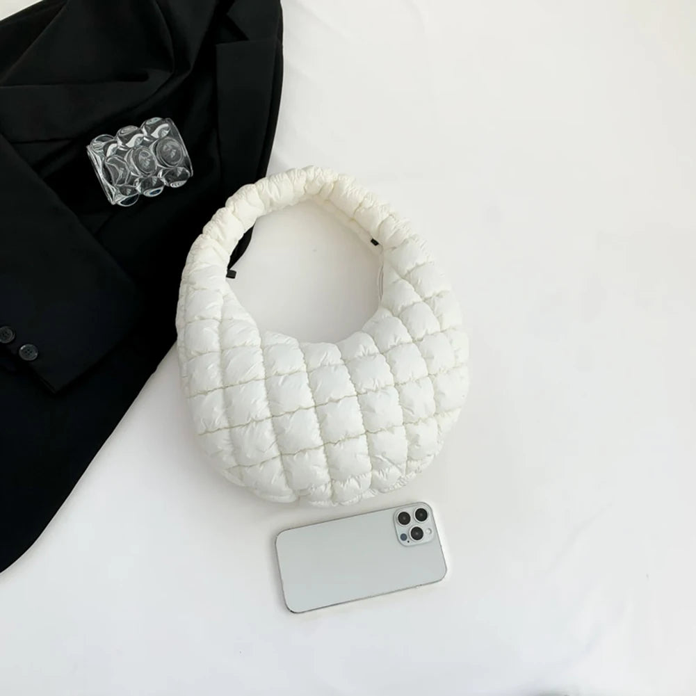 Women Padded Hobo Bag Versatile Soft Satchel Bag Lightweight Cloud Pleatd Bag Quilted Tote Handbag Fall Winter Purse