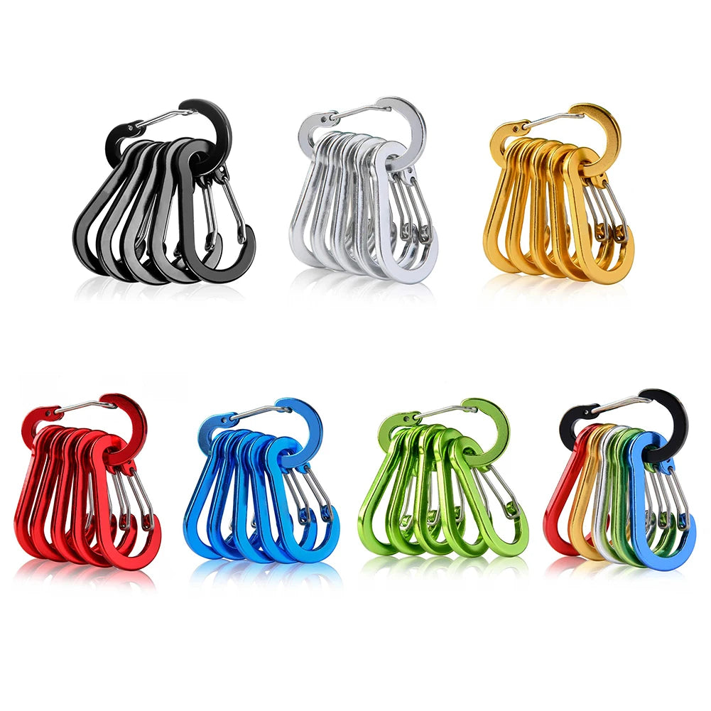 6Pcs Camping Mountaineering Buckle Multifunctional Mini Carabiner Buckle Hook Fishing Climbing Acessories