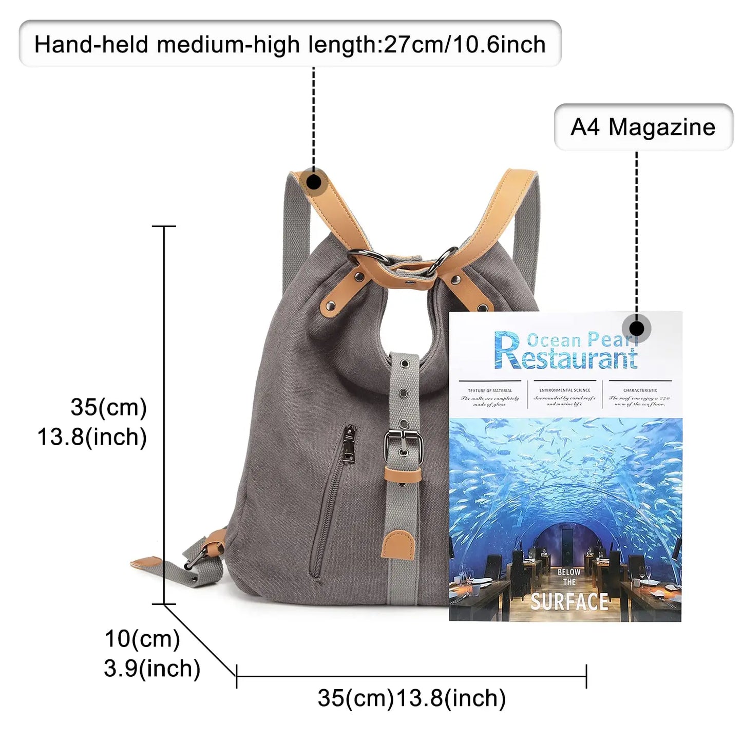 Women's Convertible 3-in-1 Backpack - Anti-Theft Canvas Shoulder Bag & Crossbody Rucksack for Travel, College & Daypack