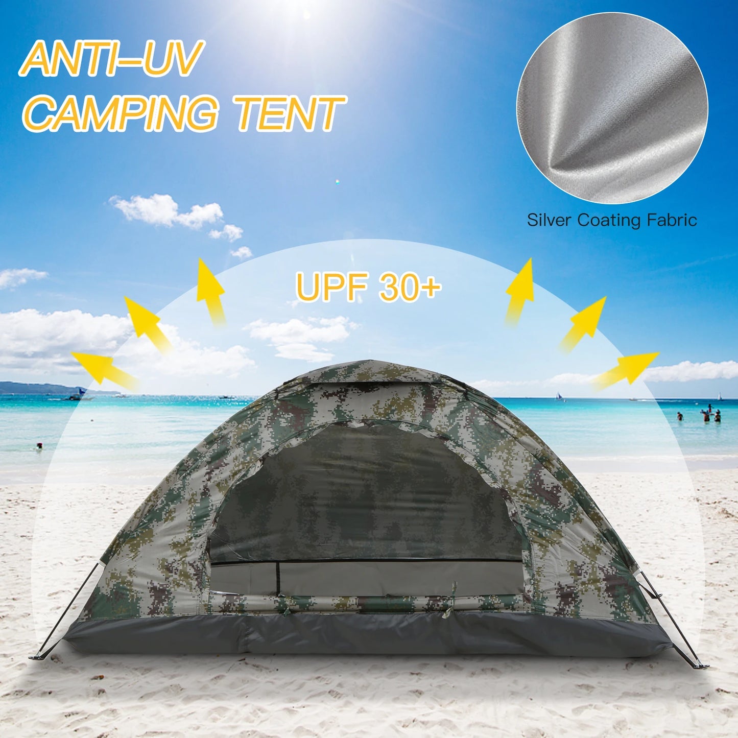 Mesh Camping Tent  Camping Tent Single Layer Portable Tent Anti-UV Coating UPF 30+ for Outdoor Beach Fishing