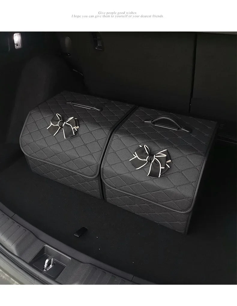 Car Trunk Organizer Box Large Capacity Auto Multiuse Tools Storage Bag Stowing Tidying Leather Folding For Emergency Storage Box