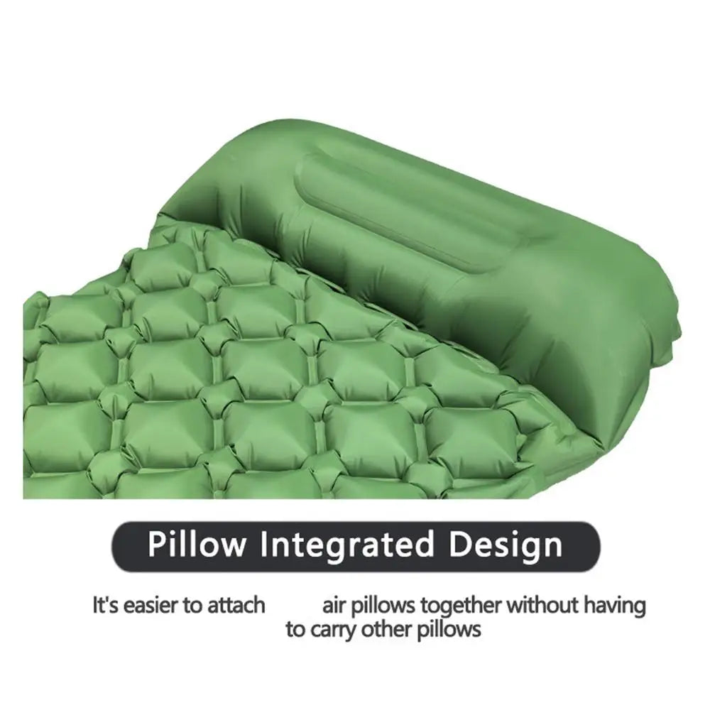 Inflatable Camping Mattress With Pillow Outdoor Sleeping Pad Ultralights Air Mat Built-in Footstep Inflator Pump For Camp Tent