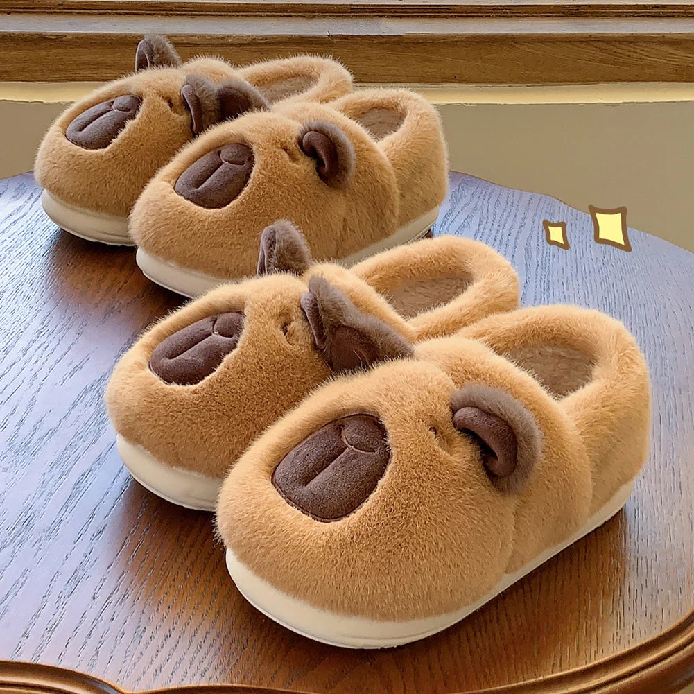 Winter Plush Capybara Slippers Thermal Slippers Warm Comfortable Non-slip Wrapped around the Heel Home Slippers for Men Women