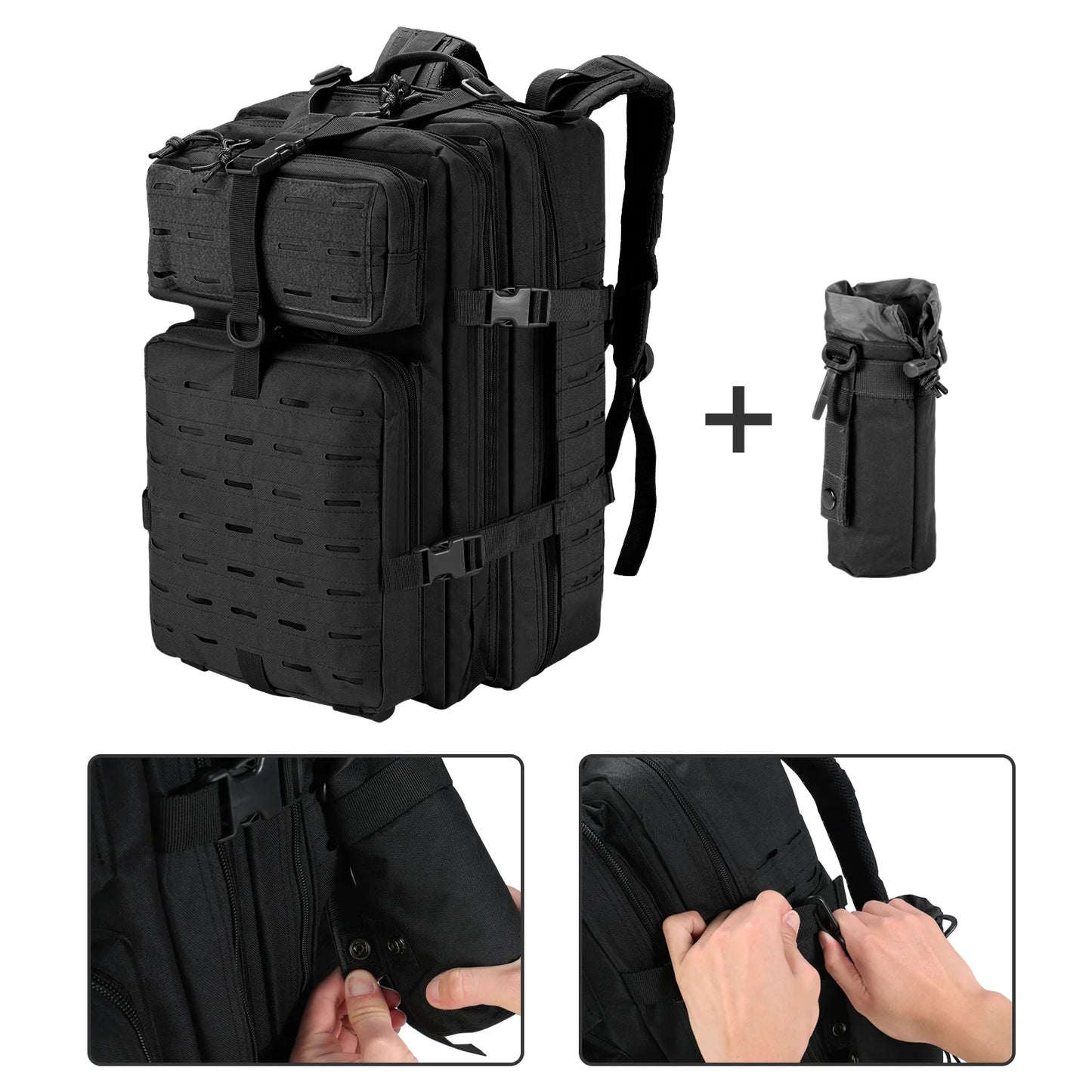 45L Military Tactical Backpack, Large Capacity Army Assault Backpack Waterproof Rucksack for Hiking Hunting Trekking Camping