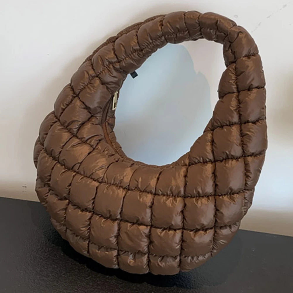 Women Padded Hobo Bag Versatile Soft Satchel Bag Lightweight Cloud Pleatd Bag Quilted Tote Handbag Fall Winter Purse