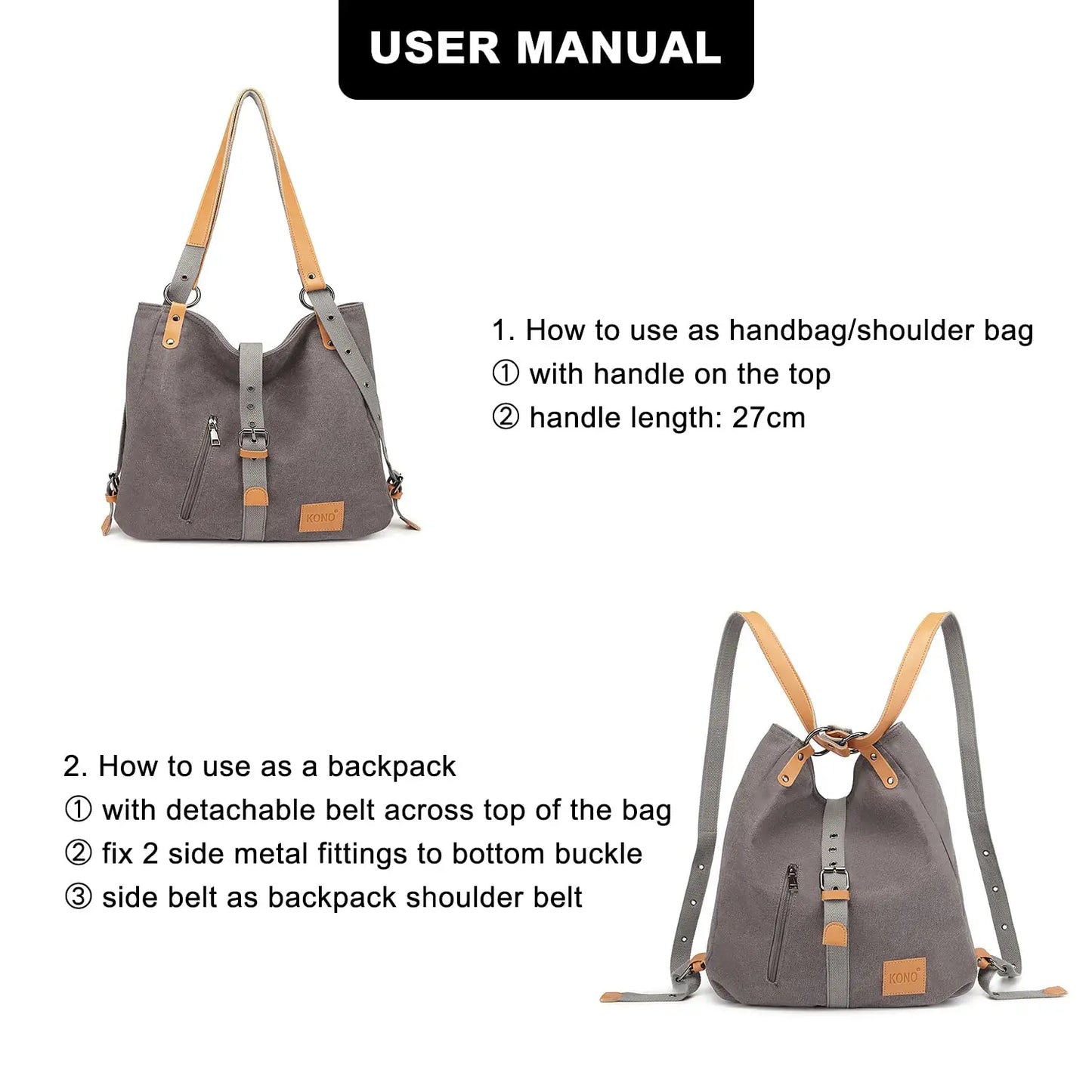 Women's Convertible 3-in-1 Backpack - Anti-Theft Canvas Shoulder Bag & Crossbody Rucksack for Travel, College & Daypack