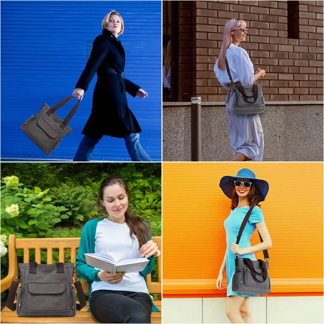 Kono Women's Canvas Hobo Bag - Casual Shoulder & Crossbody Tote with Top Handle for Work, Travel & Shopping