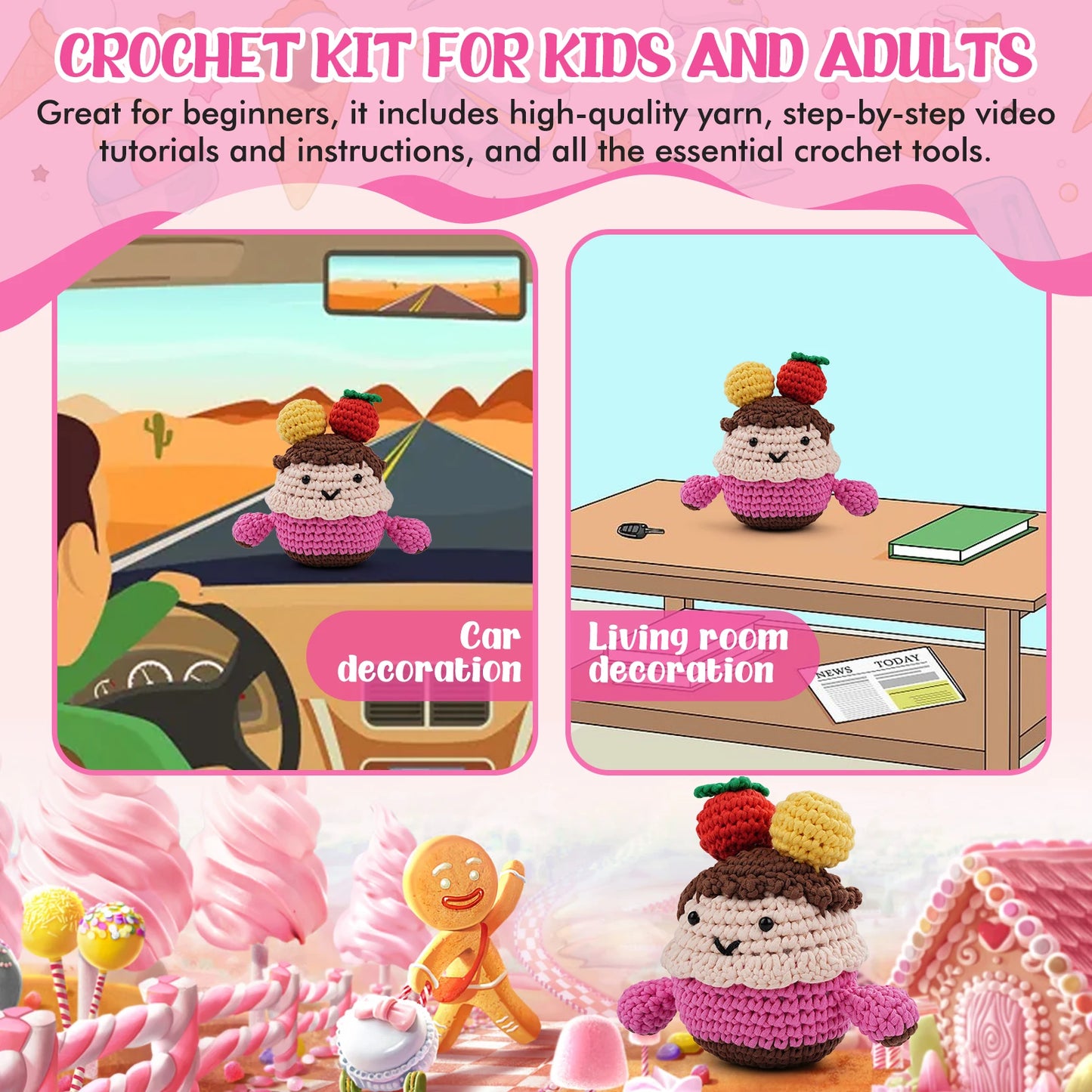 Cute Girl Crochet Kit - For Beginners With Step-by-Step Video Tutorials