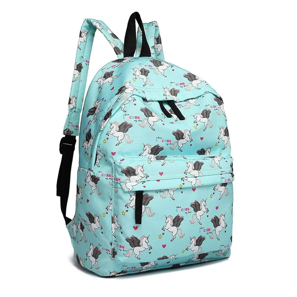Kono Kids' Unicorn Backpack - Canvas School Rucksack for Boys & Girls, Fashion Printed Bookbag for Teens