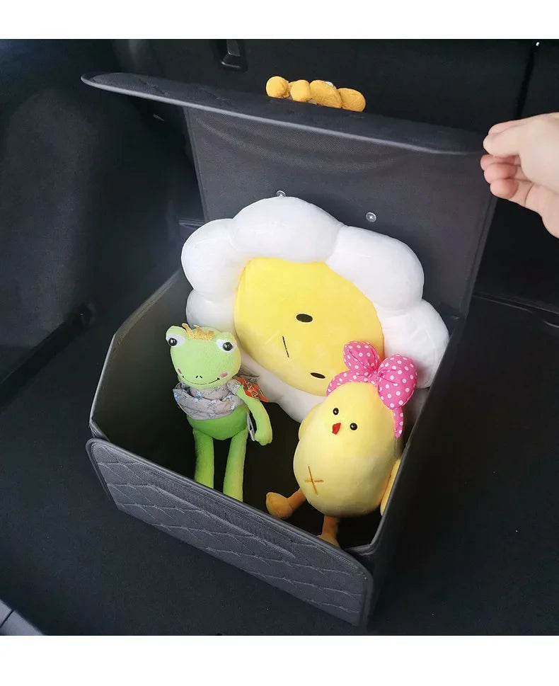 Car Trunk Organizer Box Large Capacity Auto Multiuse Tools Storage Bag Stowing Tidying Leather Folding For Emergency Storage Box