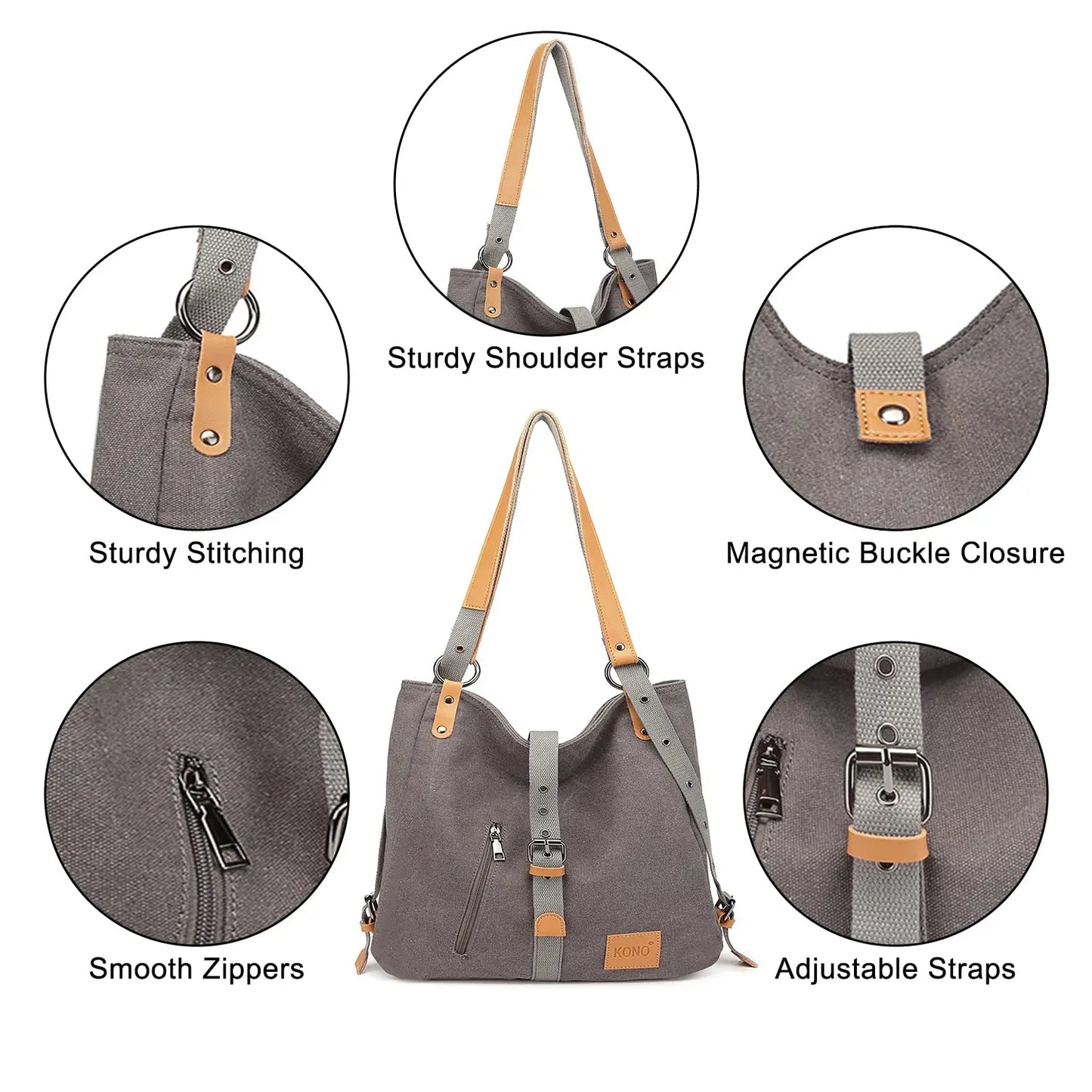 Women's Convertible 3-in-1 Backpack - Anti-Theft Canvas Shoulder Bag & Crossbody Rucksack for Travel, College & Daypack