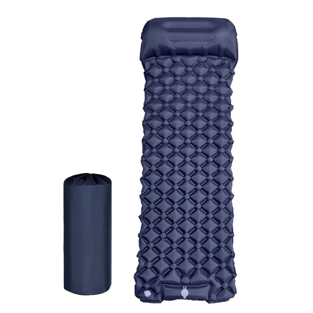 Inflatable Camping Mattress With Pillow Outdoor Sleeping Pad Ultralights Air Mat Built-in Footstep Inflator Pump For Camp Tent