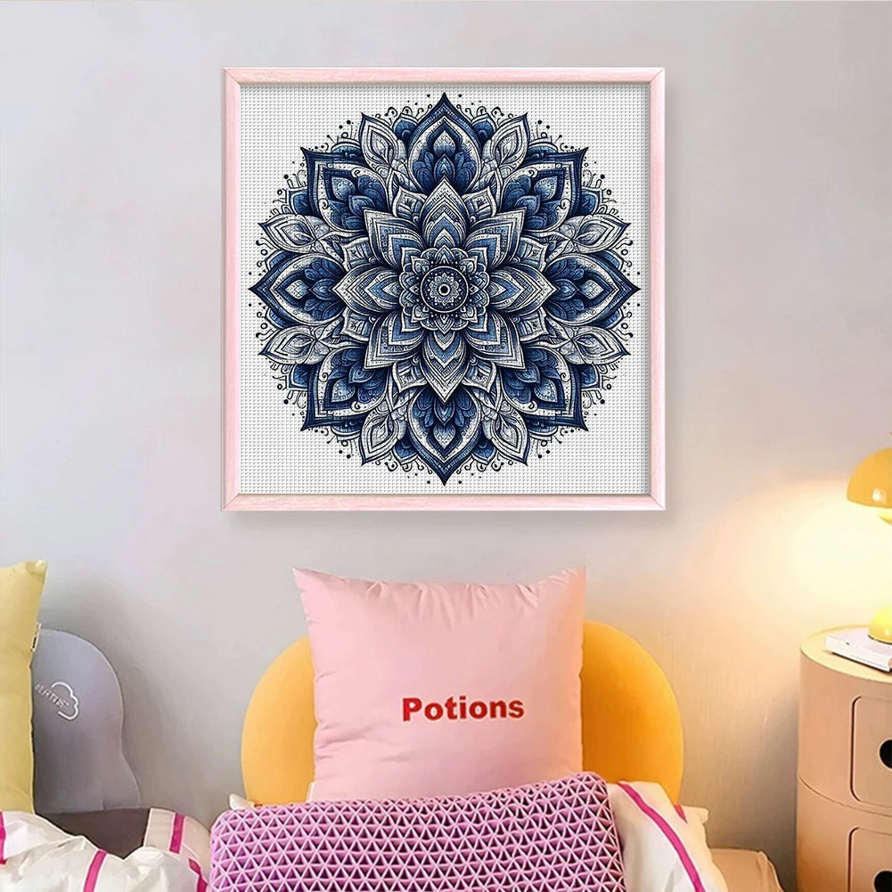 Floral Cross Stitch Kit - Full Embroidery 40x40cm 11CT