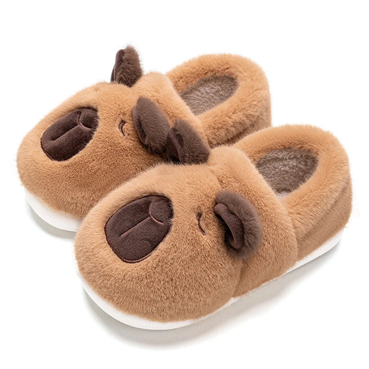 Winter Plush Capybara Slippers Thermal Slippers Warm Comfortable Non-slip Wrapped around the Heel Home Slippers for Men Women