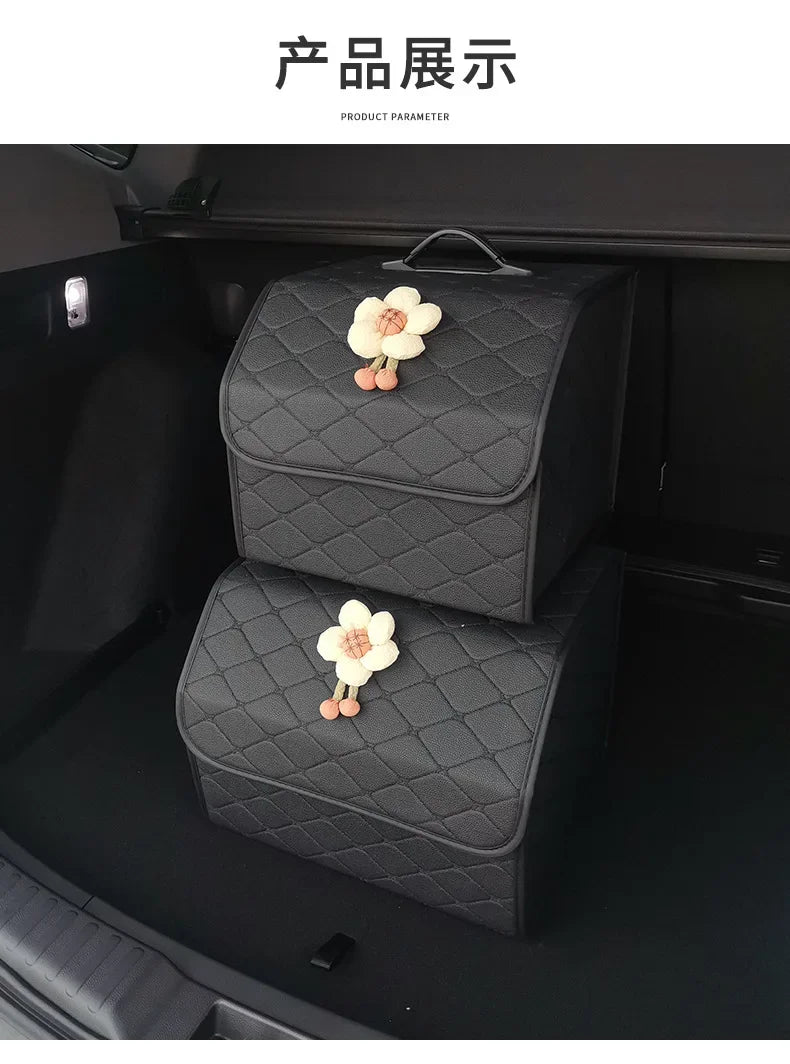 Car Trunk Organizer Box Large Capacity Auto Multiuse Tools Storage Bag Stowing Tidying Leather Folding For Emergency Storage Box