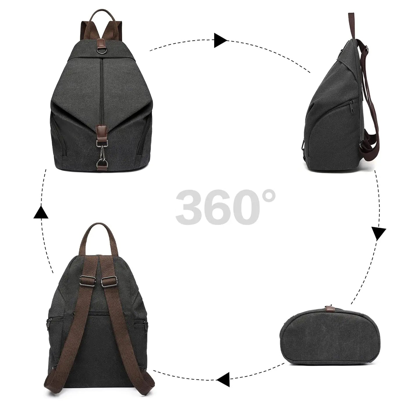 Kono Women's Anti-Theft Backpack - Vintage Canvas Rucksack, Large Capacity Daypack for Work/School/Travel