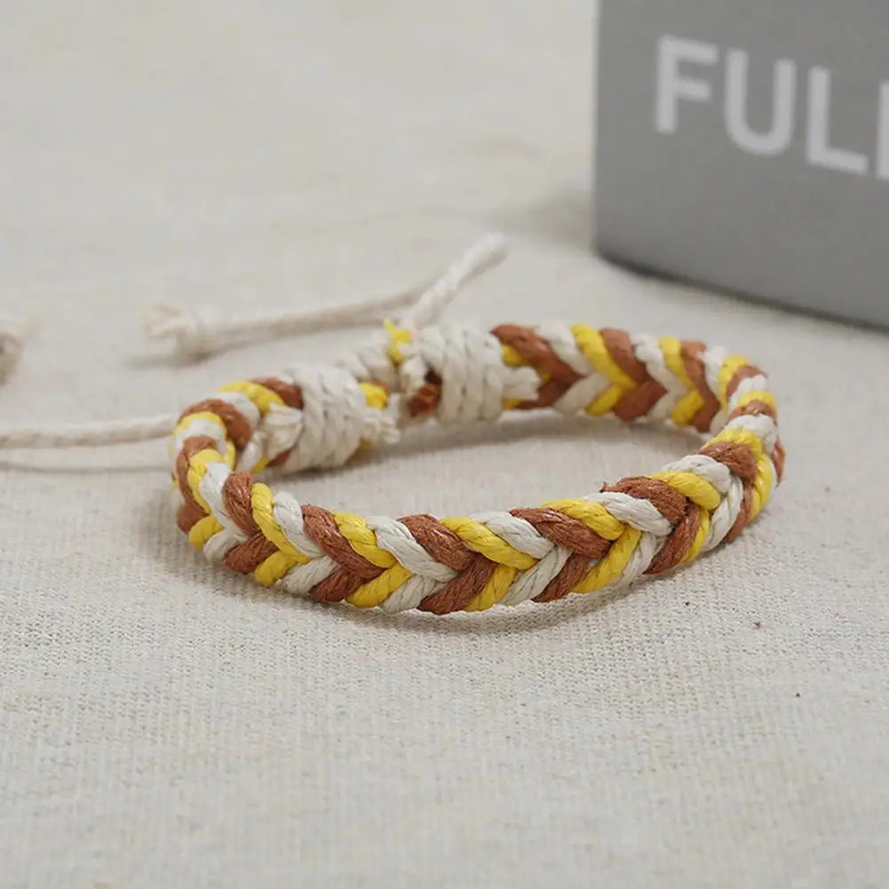 DIY Handmade Braided Rope Bracelet Colorful Ethnic Weave Bangles Jewelry Gift