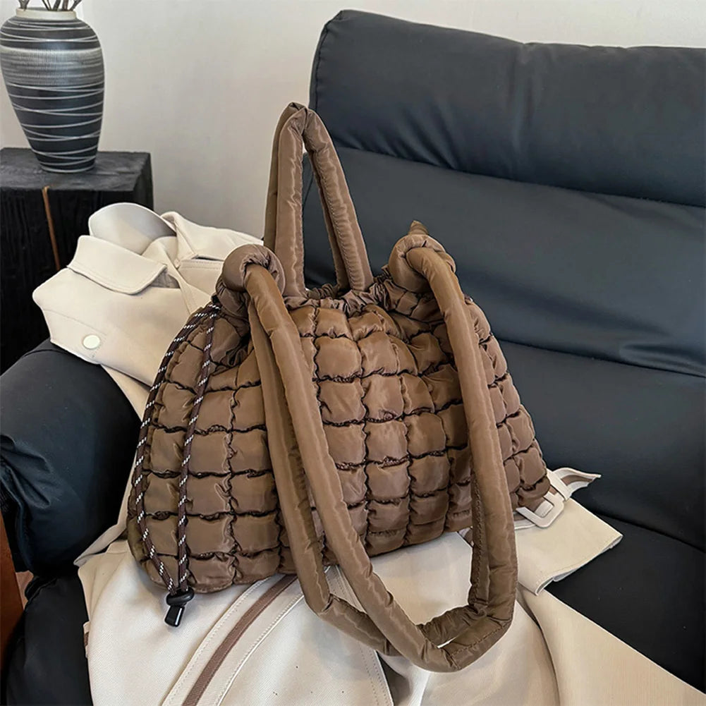 Shoulder Bag Magnetic Closure Puffer Tote Bag for Women Quilted Handbag Top Handle Bag for Work Travel Shopping