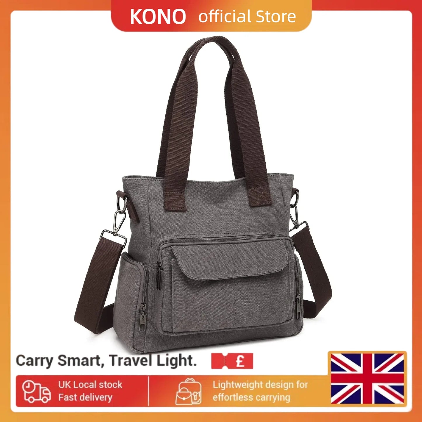 Kono Women's Canvas Hobo Bag - Casual Shoulder & Crossbody Tote with Top Handle for Work, Travel & Shopping