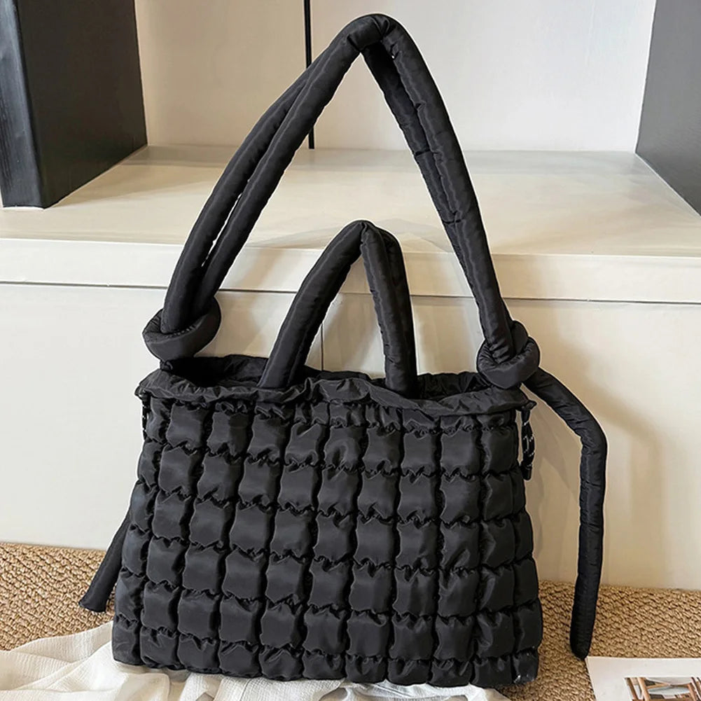 Shoulder Bag Magnetic Closure Puffer Tote Bag for Women Quilted Handbag Top Handle Bag for Work Travel Shopping